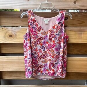 St. Tropéz pink paisley swing‎ tank top sleeveless casual summer beach blouse